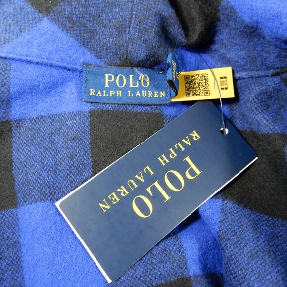 POLO RALPH LAUREN Checked Belted Shawl Collar Jacket XS Fringe Blue NEW $328 - Picture 7 of 14